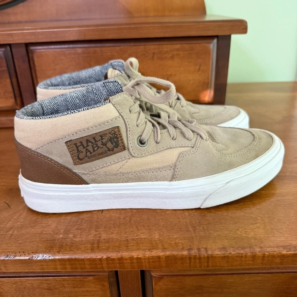 Vans Half Cab skate shoes‎ tan suede fat tongue sneaker mens 6.5 GREAT CONDITION